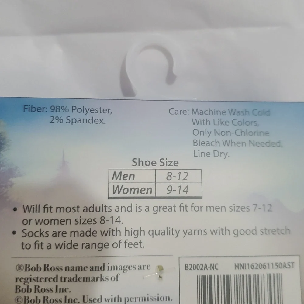Bob Ross The Joy of Painting unisex yellow blue‎ crew socks new